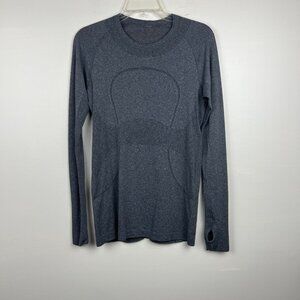 Lululemon Women's Gray Swiftly Tech Long Sleeve Thumbholes Athletic Top Size 8